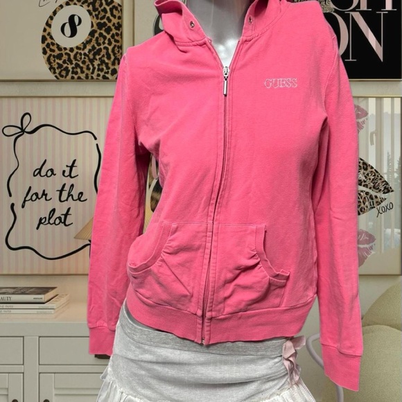 Guess Valentines-Core Heart Sequin Y2K Zip Hoodie - Picture 2 of 4